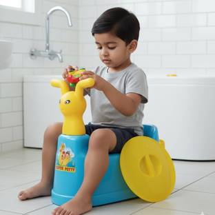 Maxwell Toilet Trainer Baby Potty Seat Cartoon Face with Removable Tray & Closing Lid Potty Seat