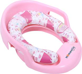 HOMESTIC by Kuber Industries Kids Potty Seat|Plastic Cushioned Potty Seat|Kids Toilet Seat with Handle|Pink Potty Seat