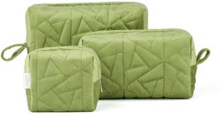 Nestasia Green Quilted Multipurpose Pouches for Storage organizer, Travel & Makeup kit, Cosmetic Bag
