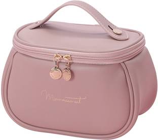 Rossella PU Leather Travel Toiletry Cosmetic Makeup Carry Bag Organizer for Women Girls