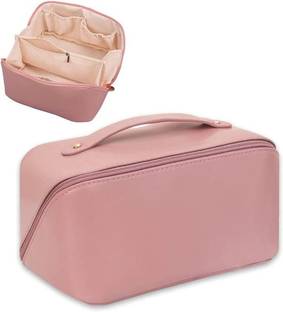 DRC INTERNATIONAL Cosmetic Travel Bag,Makeup Travel Bag Portable Leather Cosmetics Bag (PINK) Travel Toiletry Kit
