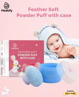 Baby Story Portable Feather Soft Baby Powder Puff with Box Holder Container for Kids