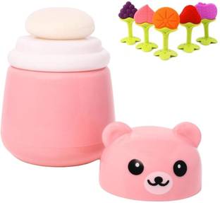 TENIYU Portable Baby Powder Puff with Box Holder for Newborn Face & Body