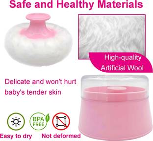 kidssmilez Portable Baby Powder Puff with Box Holder Container for Baby Face and Body
