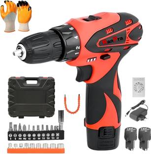 RanPra 12V CORDLESS DRILL/SCREWDRIVER MACHINE WITH 2 BATTERY 1 CHARGER & GLOVES Cordless Drill