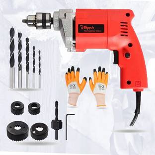 Hillgrove Heavy-Duty Electric Drill Machine with Multiple 100% Copper Winding HGCM529M1 Drill Machine with Wood Bits and Hole Saw Pistol Grip Drill