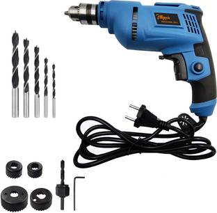 Hillgrove HGCM1092M3 500W Power Drill Machine with 5 Pcs Wood Bits and 6Pcs Hole Saw Drill Bits for Making Holes in Metal/Wood/Concrete with Reverse Rotation HF0169 Pistol Grip Drill
