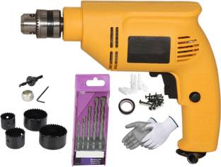 Digital Craft 100% Copper Winding Electric Reversible 10mm 550W Drill Machine,5Pc Masnory Drill Set,6P...