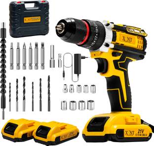 XLNT 21V Cordless Drill Driver Kit Metal Chuck, 2 Li-Ion Batteries, Fast Charger XTCDKMC285 Cordless D...