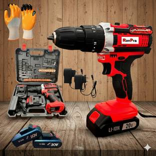 RanPra 21VOLT CORDLESS DRILL MACHINE HEAVY DUTY WITH 2 BATTERY Pistol Grip Drill