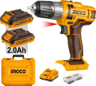 INGCO 20V Drill Machine with Hammer Function, 2-Speed, 45NM Lithium-Ion Cordless Drill Cordless Drill