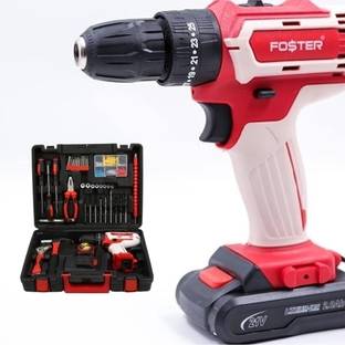 FOSTER FK 44-21 Cordless Screwdriver Machine | Dual Mode | Copper Armature | 30Nm | FK 44-21 21V screwdriver 44 pcs hand tool kit with two speed Cordless Drill