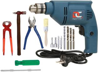 Digital Craft Electric Reversible Drill Machine 10MM,8' Pincer Plier,4 Utility Tools Pistol Grip Drill
