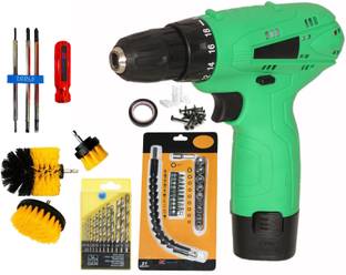 Digital Craft 12V Cordless Drill Set with 3 Drill Brushes and 6-in-1 Screwdriver Tool Pistol Grip Dril...