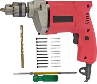 DUMDAAR 10mm Electric Drill Machine with 20pc Gitti Screw 1pc Masonry & 1pc 2in1 driver Angle Drill