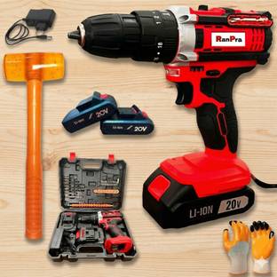 RanPra 21Volt Heavy-Duty Cordless Drill with Forward/Reverse Function & Rubber Mallet | Cordless Drill