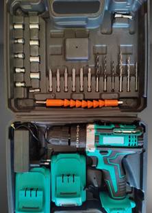 RMGS Portable 21V Cordless Drill Machine with 3/8" Keyless Chuck, 25Nm Torque, 2 Speed Mode, LED Light...