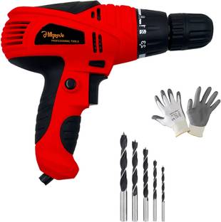 Hillgrove 100% Copper Winding HGCM1191M3 Power Drill with Gloves, Wood Bits for Making Holes in Metal/Wood/Concrete with Reverse Rotation and Variable Speed TMHS930 Pistol Grip Drill