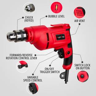 RanPra 10MM POWERFUL 100% ARMATURE FILED DRILL MACHINE WITH LEFT RIGHT FUNCTION Pistol Grip Drill