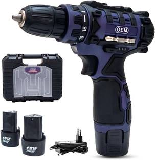 OEM Professional 12V Cordless Drill Machine with 1500mAh Battery, Adjustable Torque, 2-Speed Mode, Hea...
