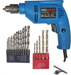 Inditrust 6-Month Warranty 100% Copper Winding 400w 10mm Reversible Electric drill machine 10mm & 5pc ...