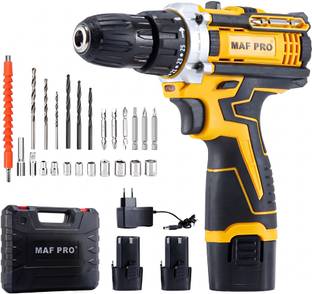 Maf Pro CDLI12108 12V 1500RPM Compact Li-Ion Power Drill with Keyless Chuck, Variable Speed & 2 Batter...