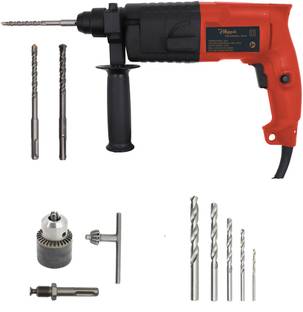 Hillgrove HG0CM5 20mm Hammer Impact Drill Machine Forward/Reverse Rotaion with Gloves,3Pcs SDS Plus,Drill Chunk(13mm),SDS Adapter and 5Pcs HSS Bits for Drilling HMDC1017 Pistol Grip Drill