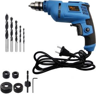 Hillgrove HGCM1092M3 700W Power Drill Machine with 5 Pcs Wood Bits and 6Pcs Hole Saw Drill Bits for Making Holes in Metal/Wood/Concrete with Reverse Rotation HF0169 Pistol Grip Drill