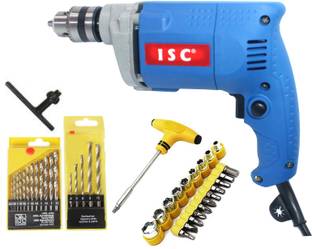 ISC SC-2310 Powerful Electric Simply 10mm Drill Machine With Drill Bit Set T-Bar Screwdriver Set Pisto...