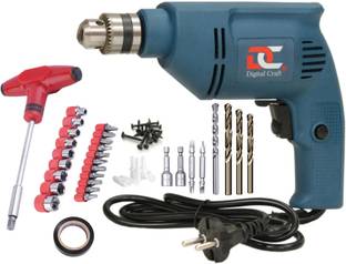 Digital Craft Electric Reversible Drill Machine,T-Bar Socket Set,PVC Tape Gypsum Screw Plug Pistol Grip Drill