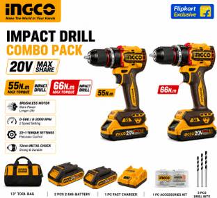 INGCO INGCO 20V Brushless Cordless Impact Drill Combo | 55Nm + 66Nm Cordless Drill