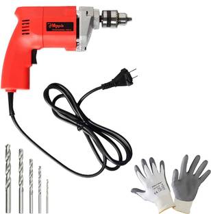 Hillgrove HGCM1110M2 500W Power Drill Machine with Gloves, 5Pcs HSS Drill Bits for Making Holes in Met...
