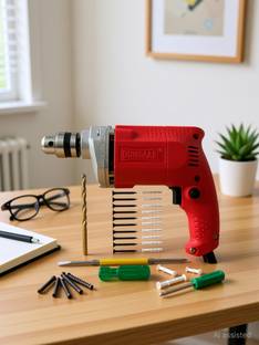 DUMDAAR 350w new 10mm Electric Drill Machine with20pc Gitti Screw 1pc Masonry,1pc 2in1 Screwdriver Ang...