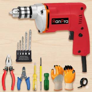 RanPra 10MM POWER DRILL MACHINE WITH 5PCS HSS BIT AND TOOL SET Pistol Grip Drill