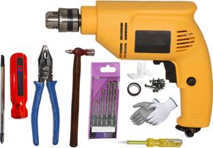 Digital Craft 100% Copper Winding Electric Reversible 10mm 550W Drill Machine,5Pc Masnory Drill Set,4 ...
