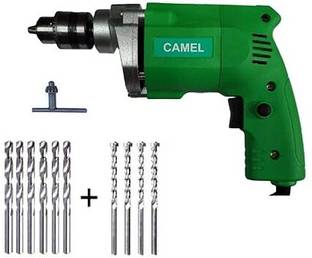 Camel CD10 Drill Machine with 10Pcs Drill Bit (6 Metal & Wood/4 Wall) Pistol Grip Drill