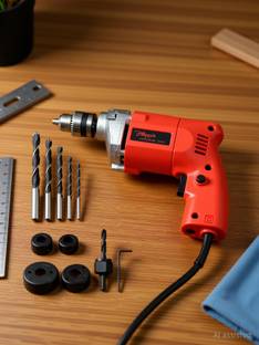 Hillgrove HGCM526M1 With 10mm Drill Machine with 5Pcs Wood Drill Bits and 6Pcs Hole Saw for Making Hol...