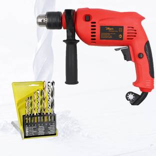Hillgrove 100% Copper Winding HGCM717M3 700W Power Machine with 9Pcs Bits for Making Holes in Metal/Wood/Concrete with Reverse Rotation and Variable Speed HGCM717M3 Pistol Grip Drill
