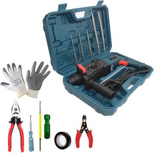 Hillgrove Tool Kit,Gloves,5Pcs SDS Bits Set For Making Holes in Metal/Wood/Concrete YD17 Pistol Grip D...