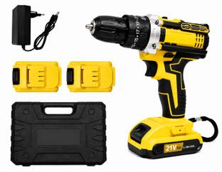 XTOOLS Power Drill with 2 Batteries, Fast Charger & Carry Case 21V Cordless Yellow Power Drill 1500 RP...