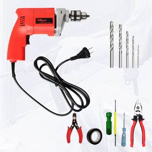 Hillgrove HGCM1117M2 500W Drill Machine with 5Pcs Hand Tool Kit, 5Pcs HSS Drill Bits for Making Holes ...