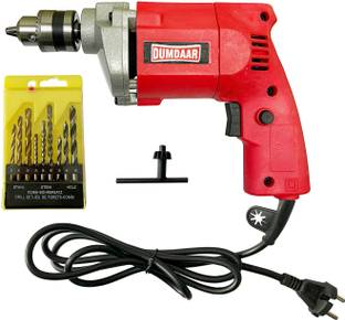 DUMDAAR TR Red 350W 10mm Electric Drill machine 100% Copper Winding with 9pc Drill Bits Set, 3 Masonry...