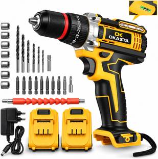 OKASTA Compact Li-Ion Power Drill with Keyless Chuck, Variable Speed & 2 Batteries CDLI12108 12V 1500R...