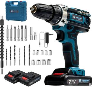 NTH THOR 21V Cordless Drill Machine Kit with 10mm Chuck,350–1350 RPM Variable Speed, 2X21v Batteries W...