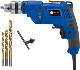 Mass Pro 10mm Electric Drill Machine Reversible With 3Pc HSSBits Power 600W Speed 2600RPM 10mm Left Right Reversible Pistol Grip Drill