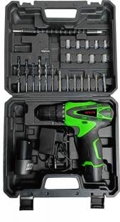 AEGON ACS 12V-Green Machine Reversible Variable Speed Cordless Screwdriver with 2 Batteries & 30 Pc Tool Kit Cordless Drill