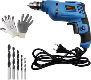 Hillgrove HGCM1097M2 700W Power Drill Machine with Gloves, 5Pcs Wood Drill Bits for Making Holes in Me...