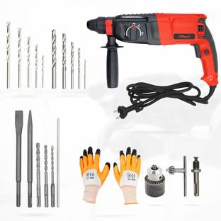 Hillgrove HGCM125M3 26mm Hammer Impact Drill Machine Forward/Reverse Rotation with Drill Chunk(13mm),SDS Adapter,Masonry and HSS Drill Bits HGCM125M3 Pistol Grip Drill