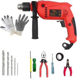 Hillgrove 100% Copper Winding MCGH1086M3 Machine with 5Pcs Hand Tool Kit for Making Holes in Metal/Wood/Concrete with Reverse Rotation DP246 Pistol Grip Drill
