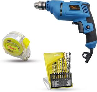Hillgrove HGCM863M1 500W Power Drill Machine with 9Pcs All Type Drill Bits for Making HGCM863M1 Holes in Metal/Wood/Concrete with Reverse Rotation and Variable Speed Pistol Grip Drill
